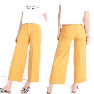 Madewell Emmett Wide leg cropped canvas pants in gold size 25